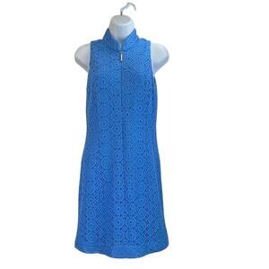 Lilly Pulitzer Womens S Blue Crochet Lining Shift Beachy/Cruise Dress